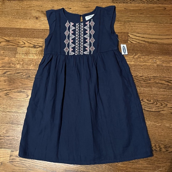 Old Navy Other - 💙 Old Navy Girls Babydoll Swing Dress | Navy Blue | Aztec Print | L (10-12)